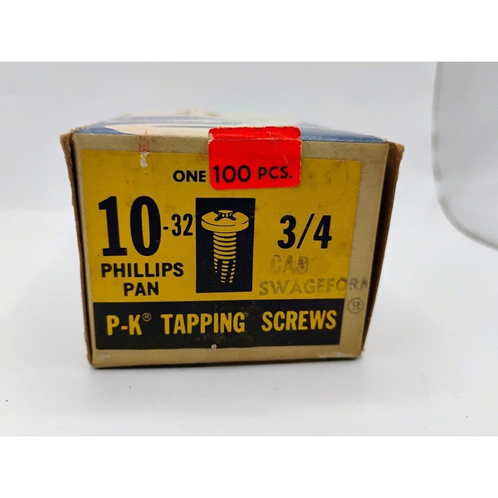 NOS 100 Parker Kalon P-K Tapping Screws 10-32 Phillips Pan 3/4" CAD Swageform